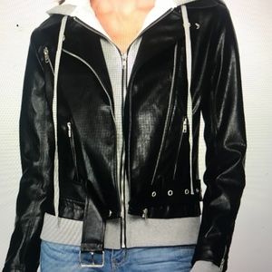 Brand New Vegan Jacket With Knit Hoodie Contrast